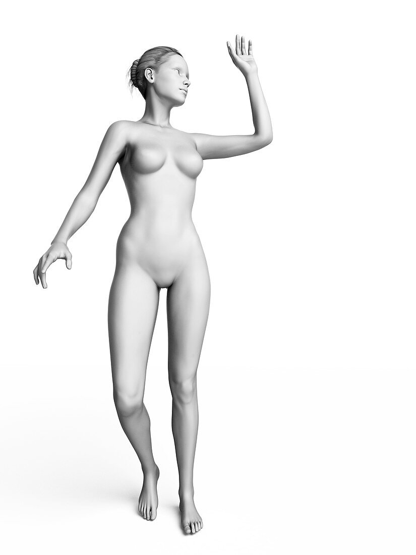 Woman waving,illustration