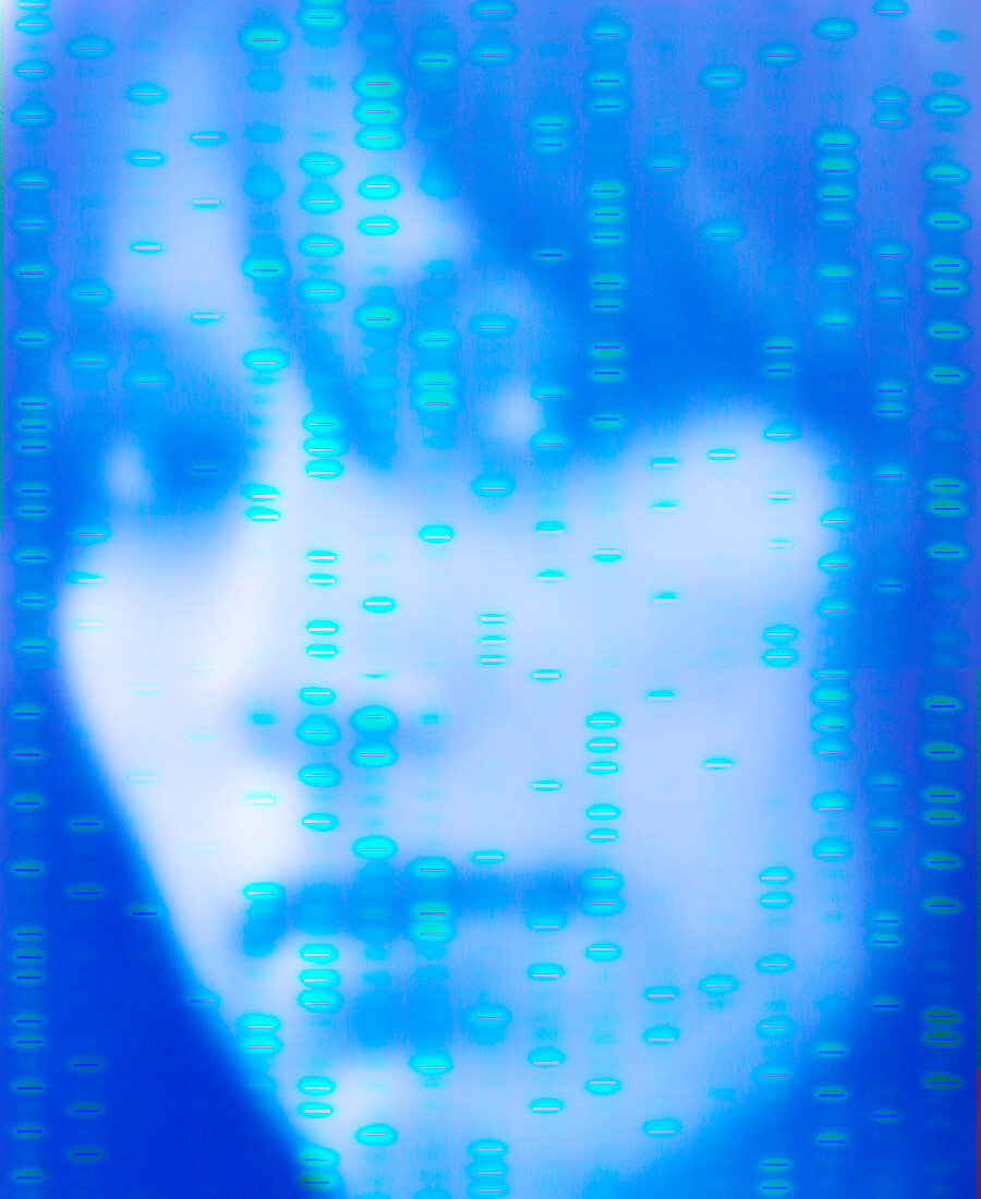 DNA autoradiogram and face