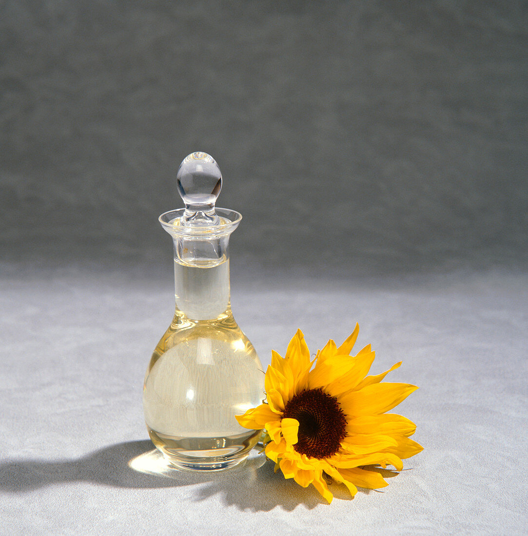 A decanter of sunflower oil