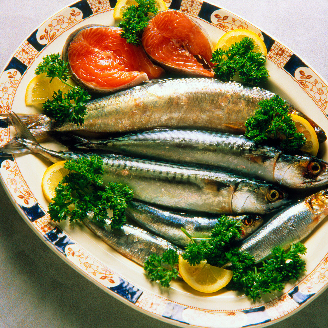 Oily fish; salmon,herring,mackerel & sardines