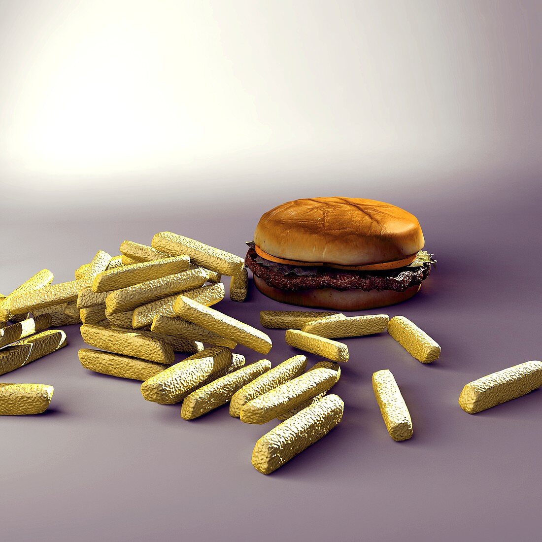 Burger and chips,computer artwork