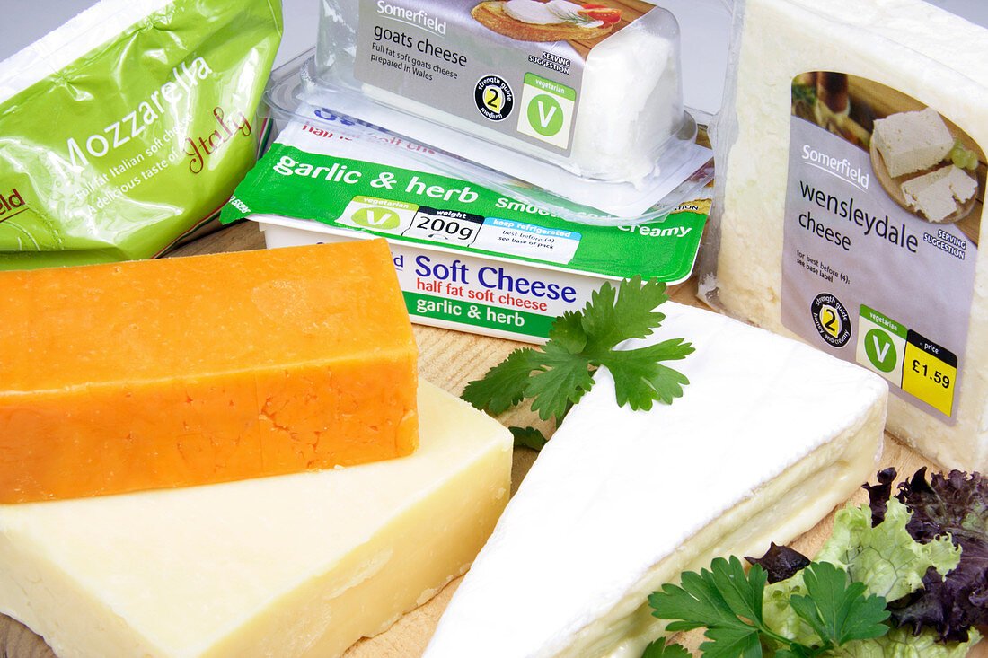 Selection of vegetarian cheeses