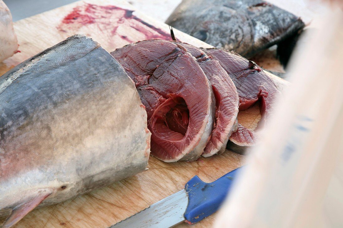 Sliced fresh bluefin tuna