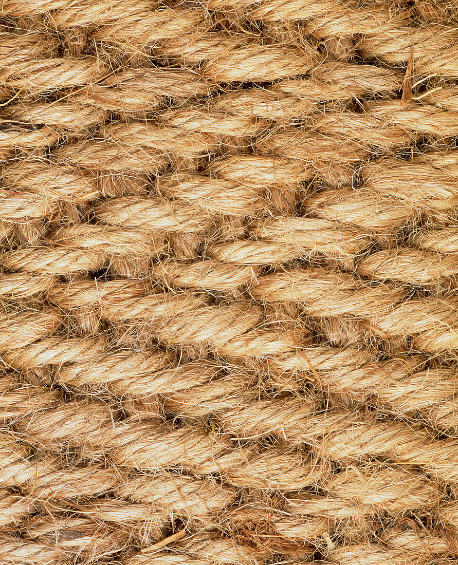 Macrophotograph of the weave of a jute mat