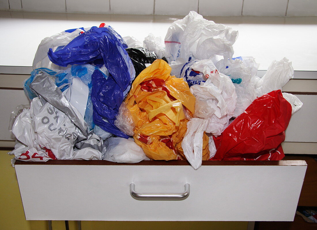 Plastic bags in drawer