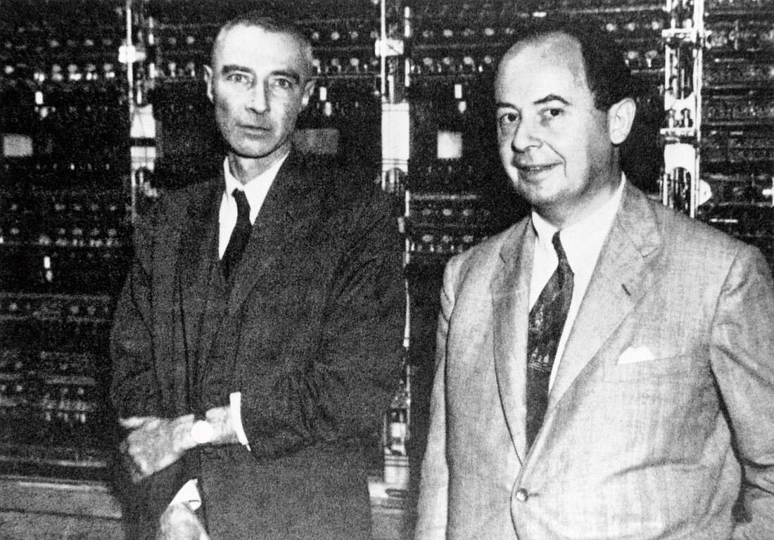 View of J. R. Oppenheimer and J. Von Neumann