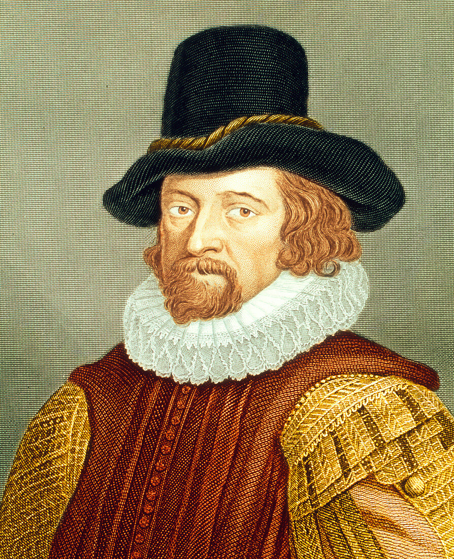 Coloured portrait of philosopher Francis Bacon