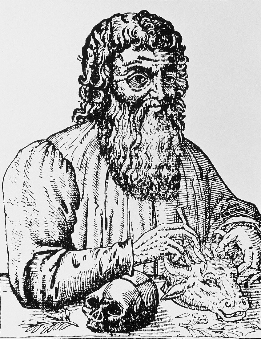16th century woodcut of Hippocrates