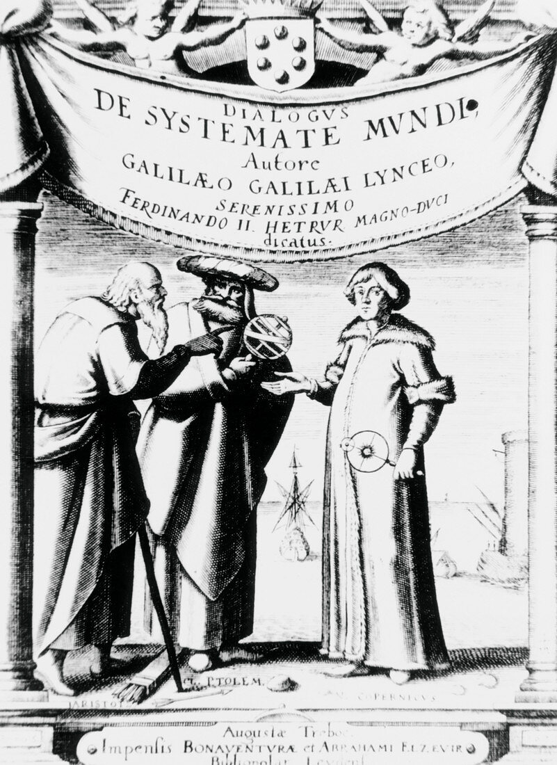 Frontispiece of Galileo's book on cosmology