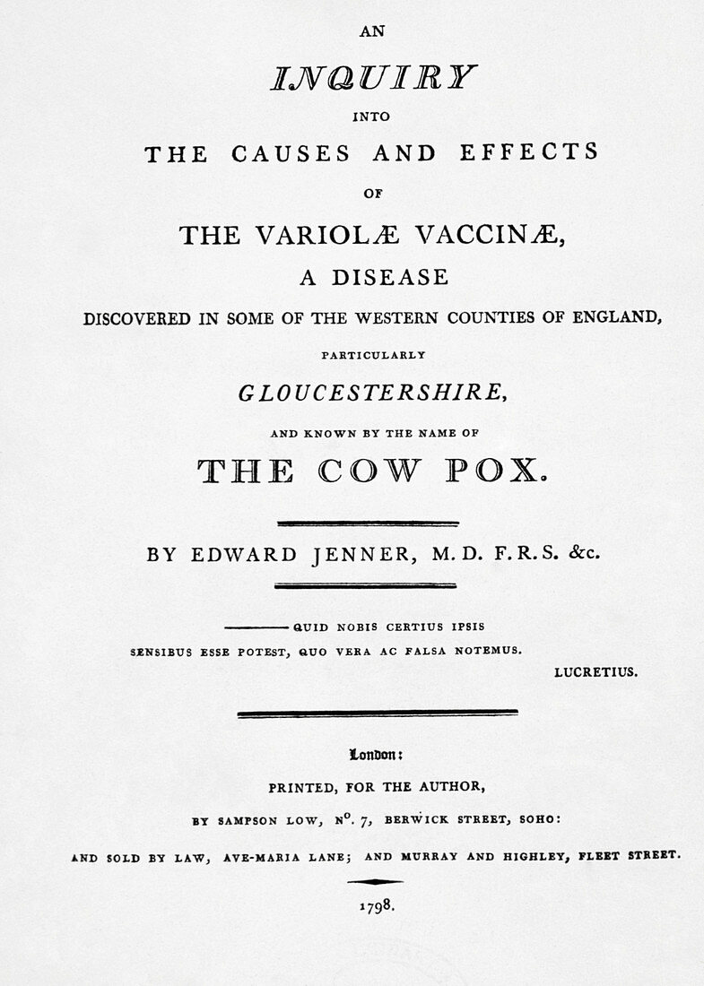 Title page of Edward Jenner's book