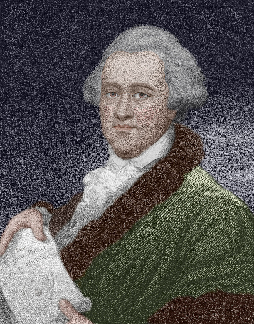 Coloured engraving of William Herschel