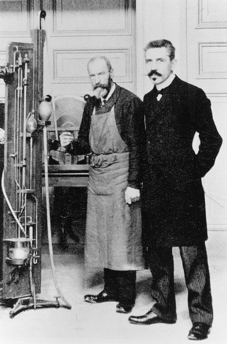 Paul Langevin in his laboratory