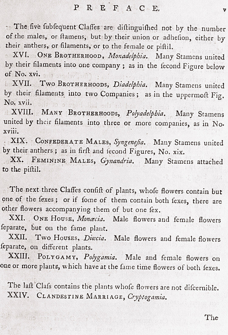 Linnaeus's botanic classes