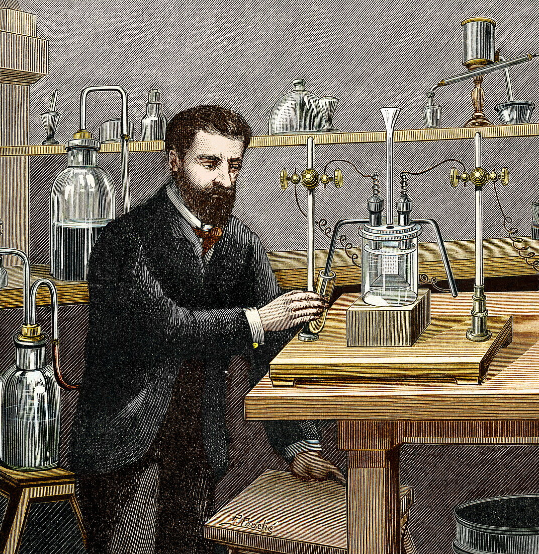 Moissan isolating fluorine,1886