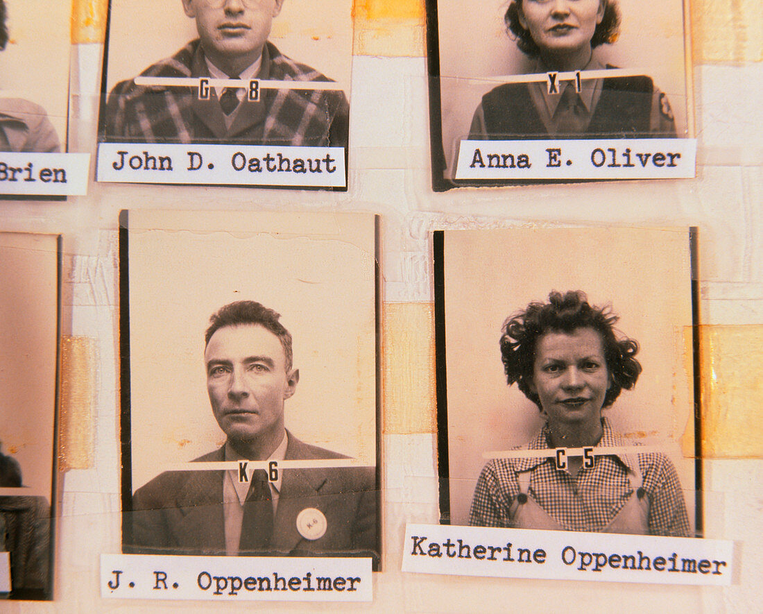 Los Alamos ID photos of Robert & Kath Oppenheimer
