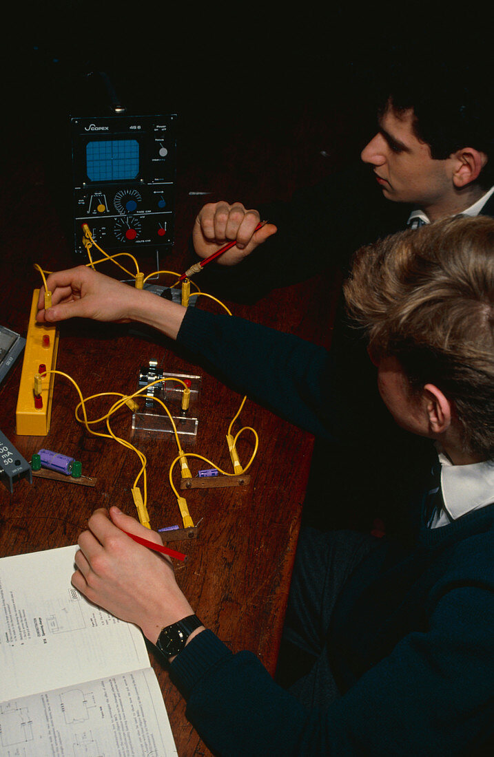 Students conduct a physics experiment