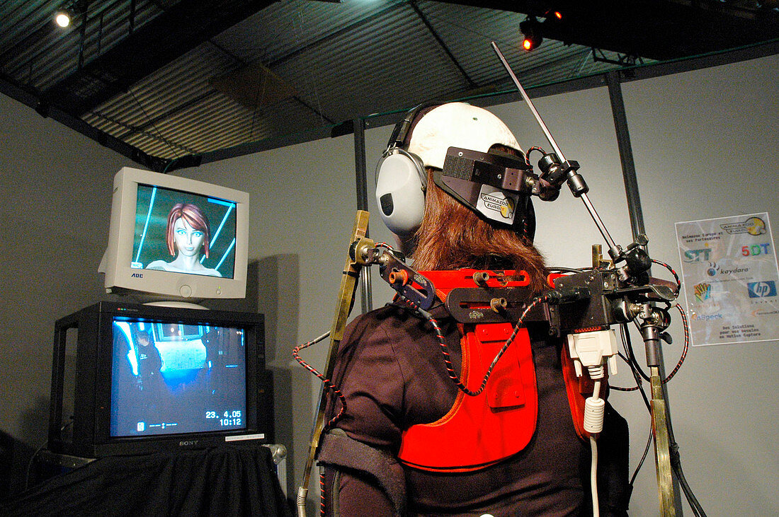 Virtual reality exhibition,female avatar