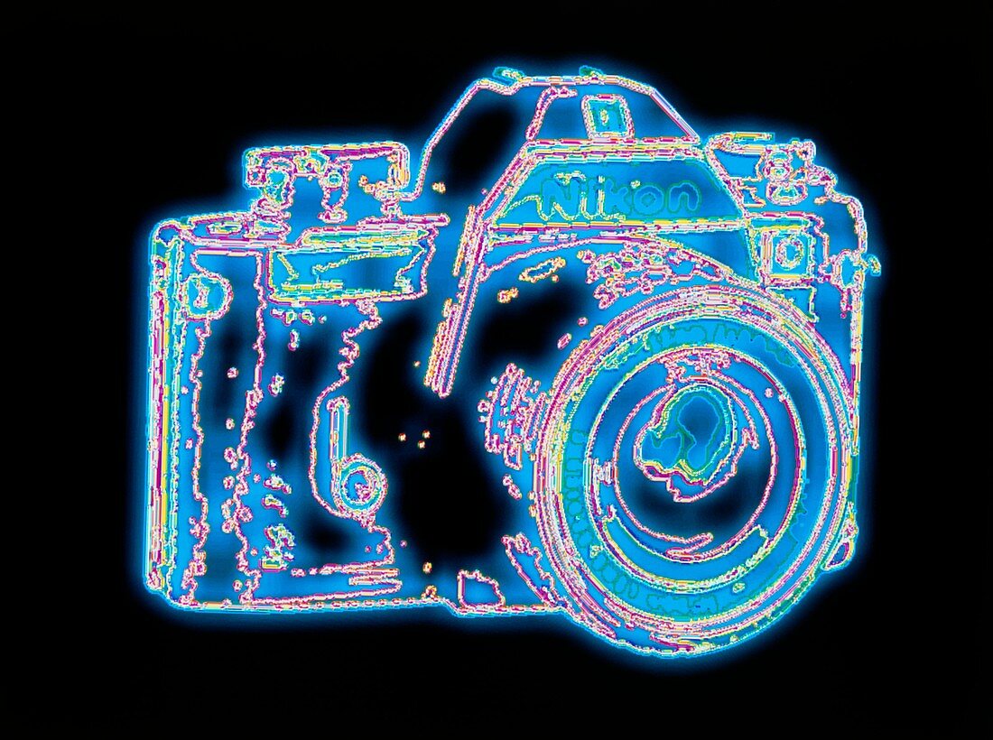 Computer graphic of a Nikon SLR camera