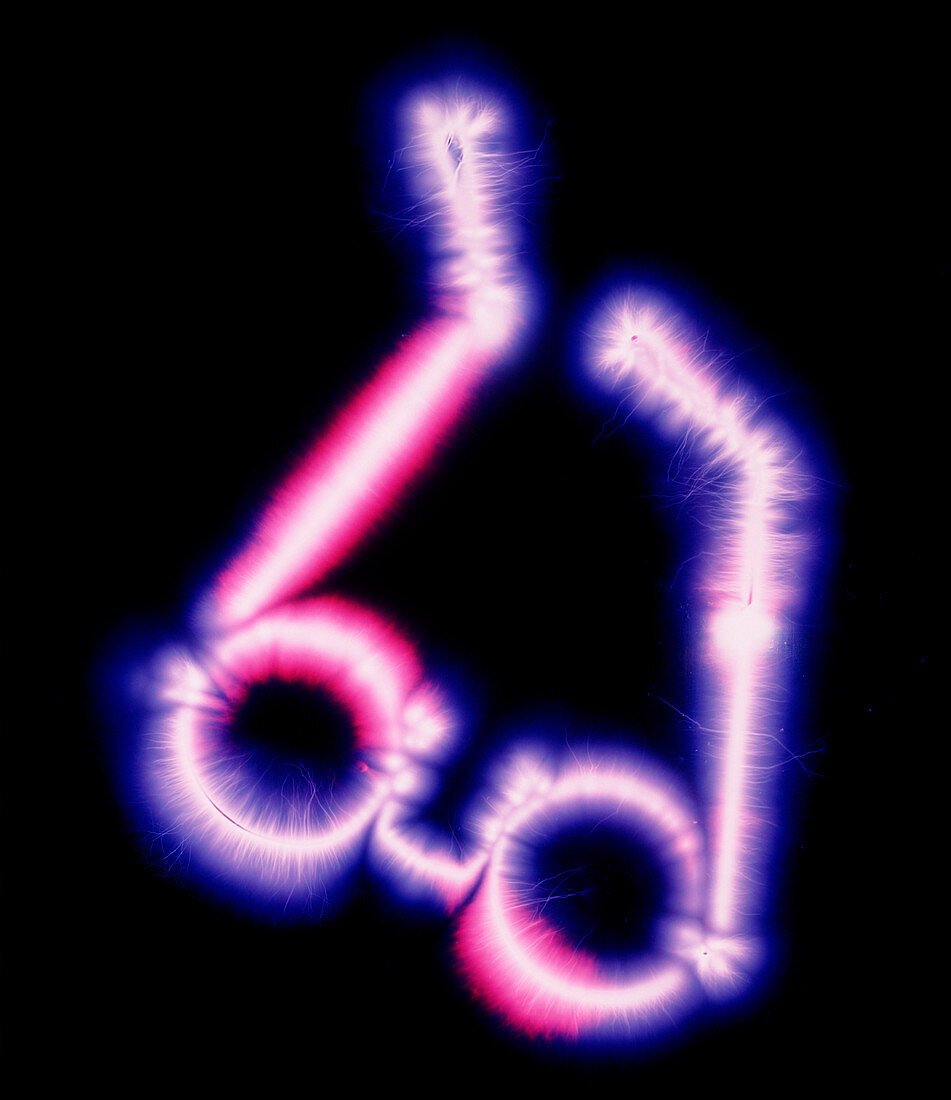 Kirlian photograph of a pair of spectacles