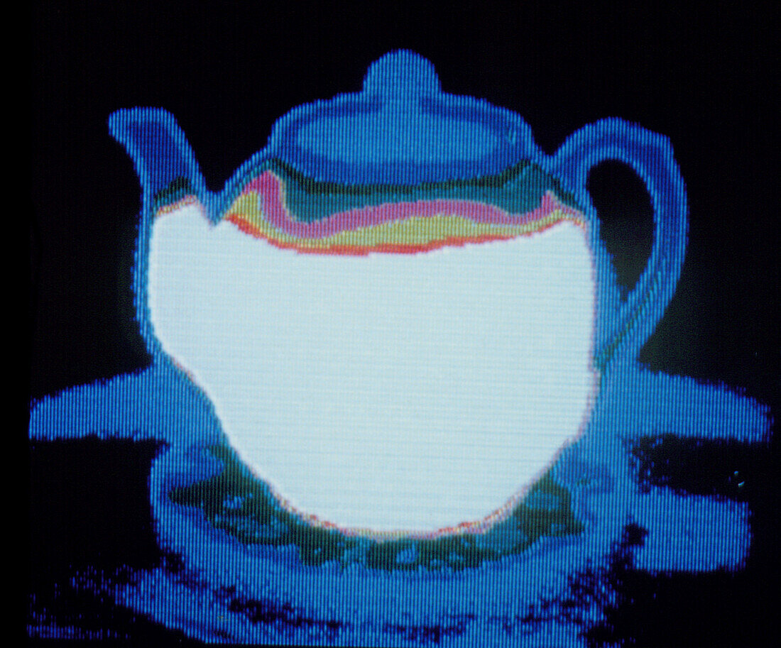 Thermograph of teapot after filling with hot water