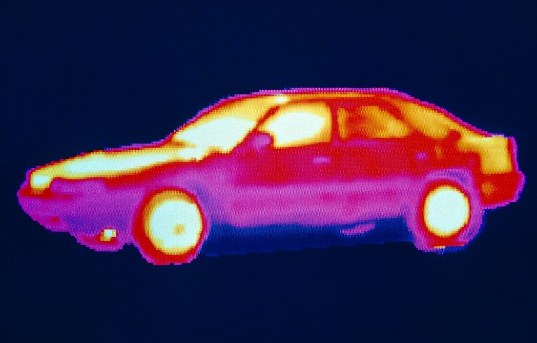 256-colour thermogram of a car