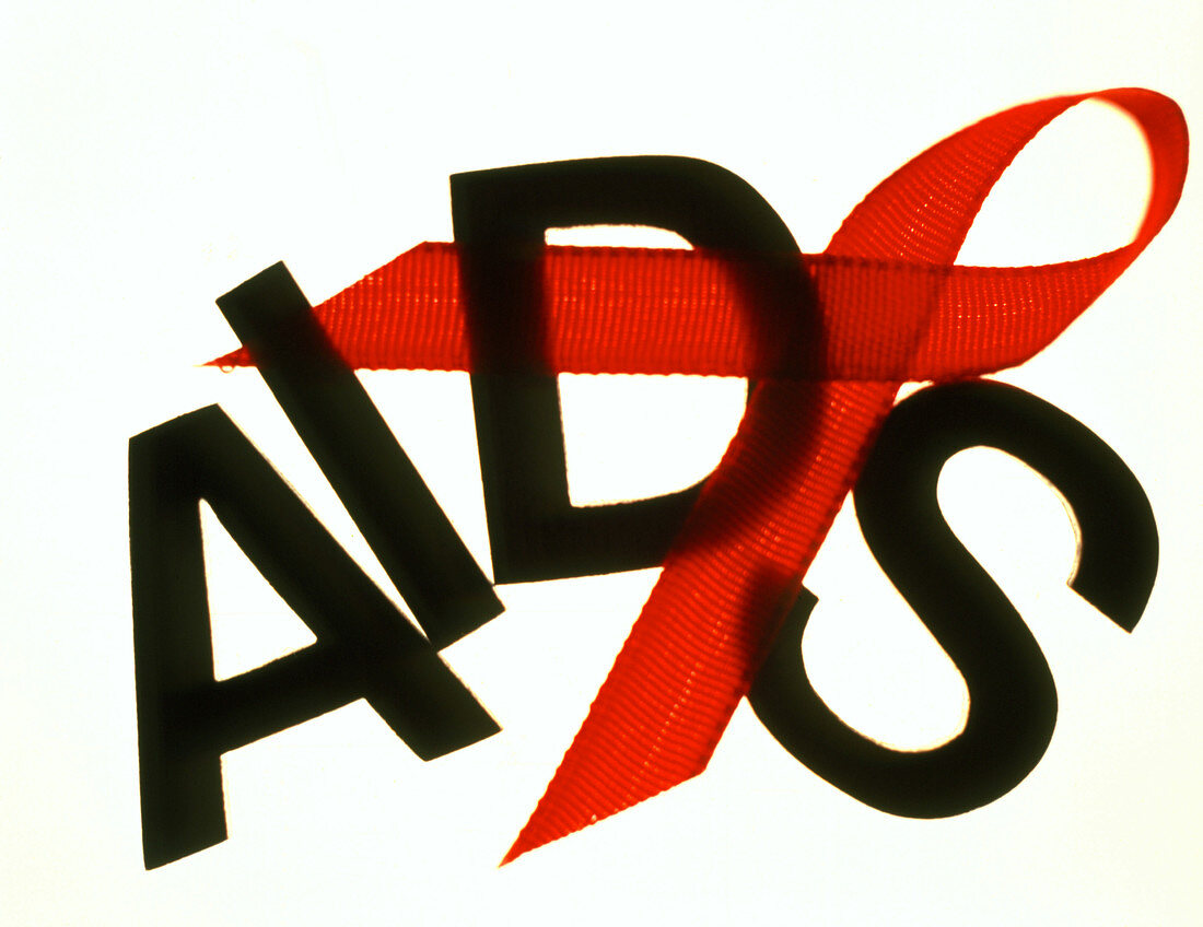 Artwork of a red ribbon for AIDS awareness