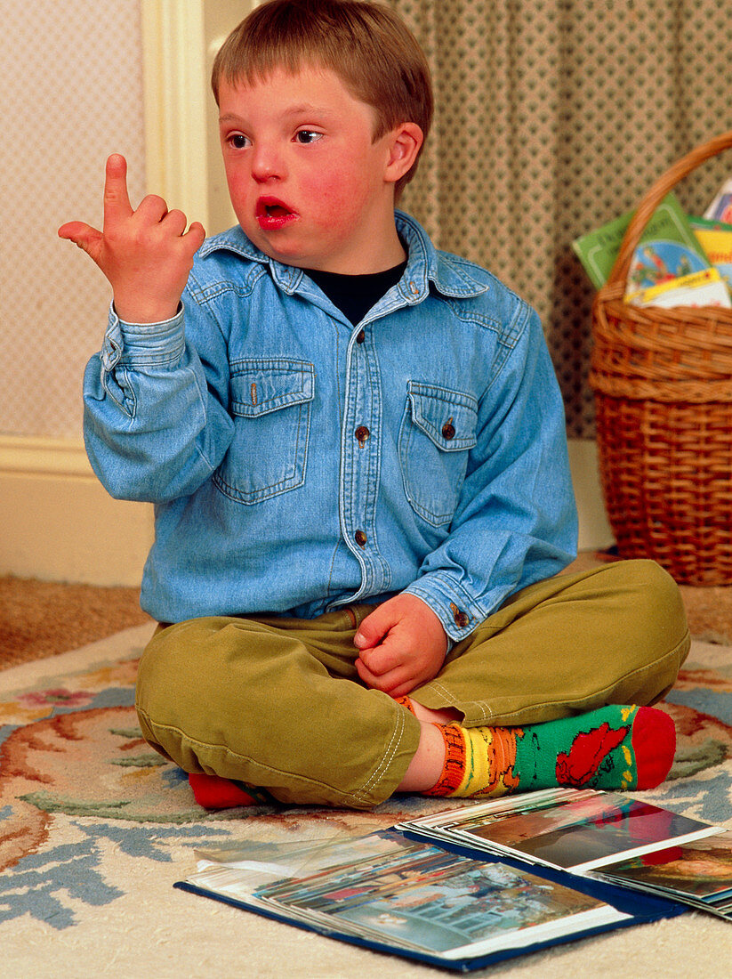 7-year-old boy with Down's syndrome: sign language