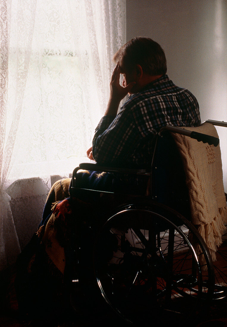 Depression & disability: man in wheelchair
