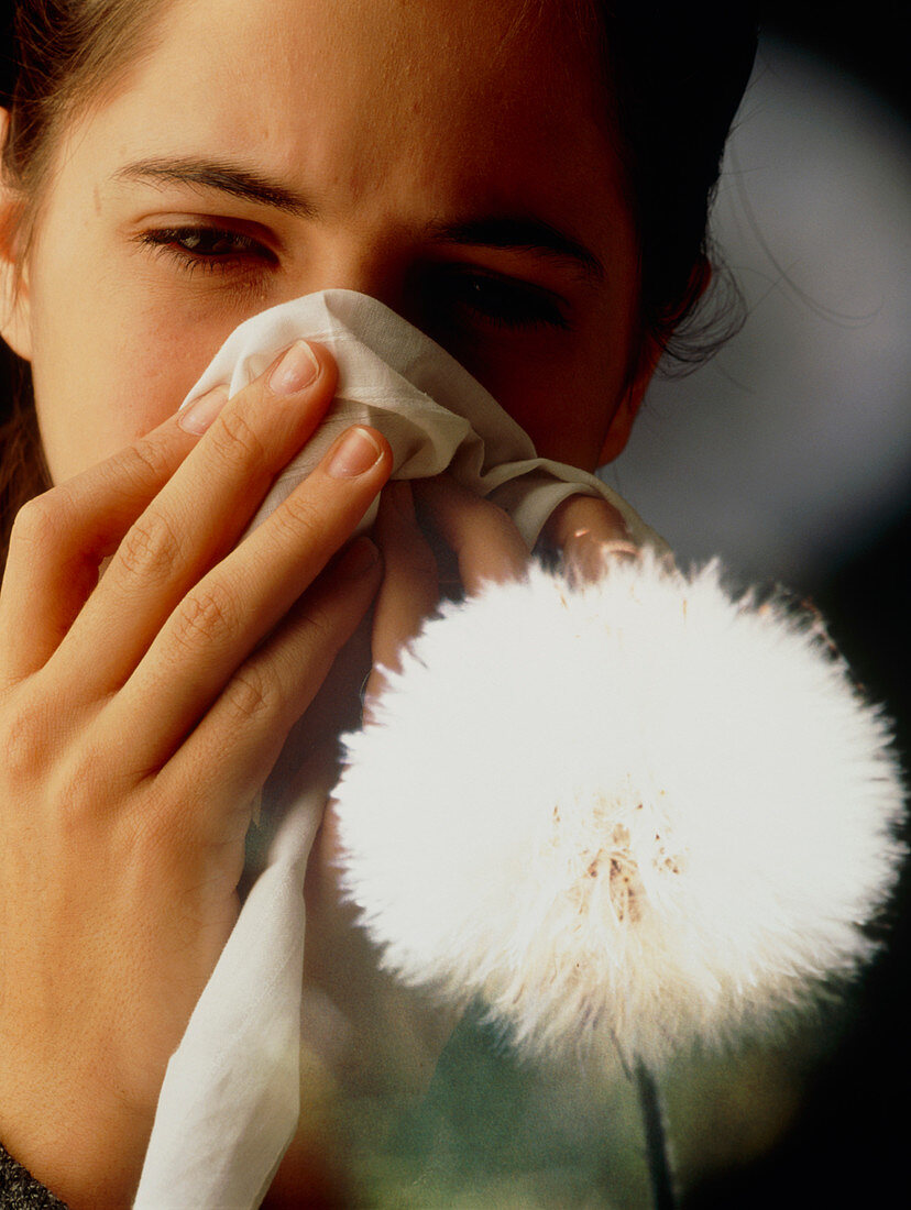 Teenage girl suffering from a plant allergy