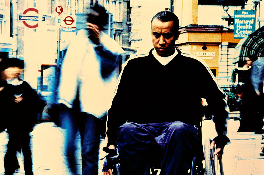 Disabled man in city