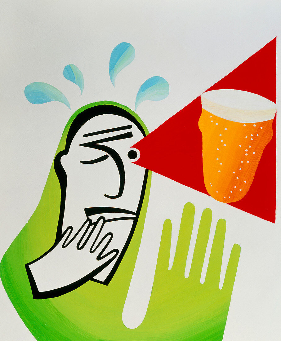Artwork of an alcoholic imagining a glass of beer