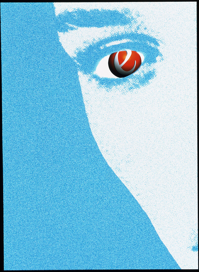 Abstract artwork of an ecstasy pill in an eye