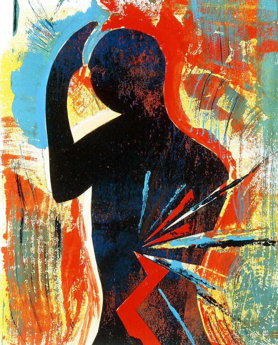 Abstract artwork depicting lower back pain