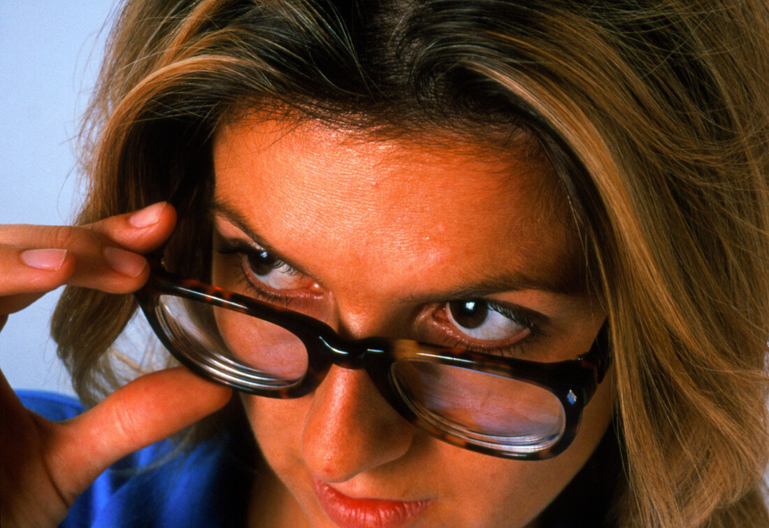 Face of a woman wearing glasses or spectacles
