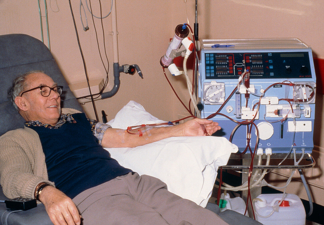 Man undergoing renal dialysis