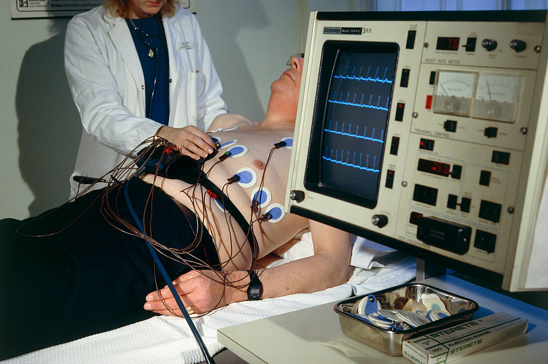 Patient connected to an ECG machine