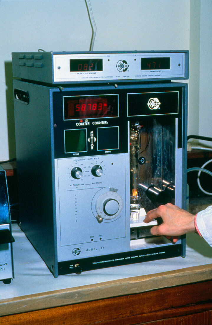 A Coulter counter for measuring blood cells