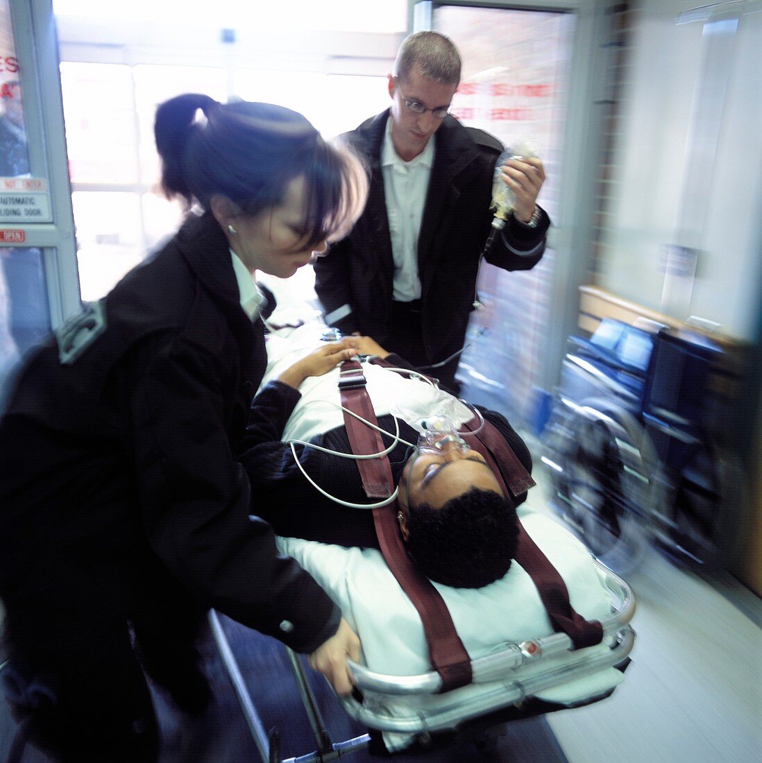 Emergency patient arriving at a hospital