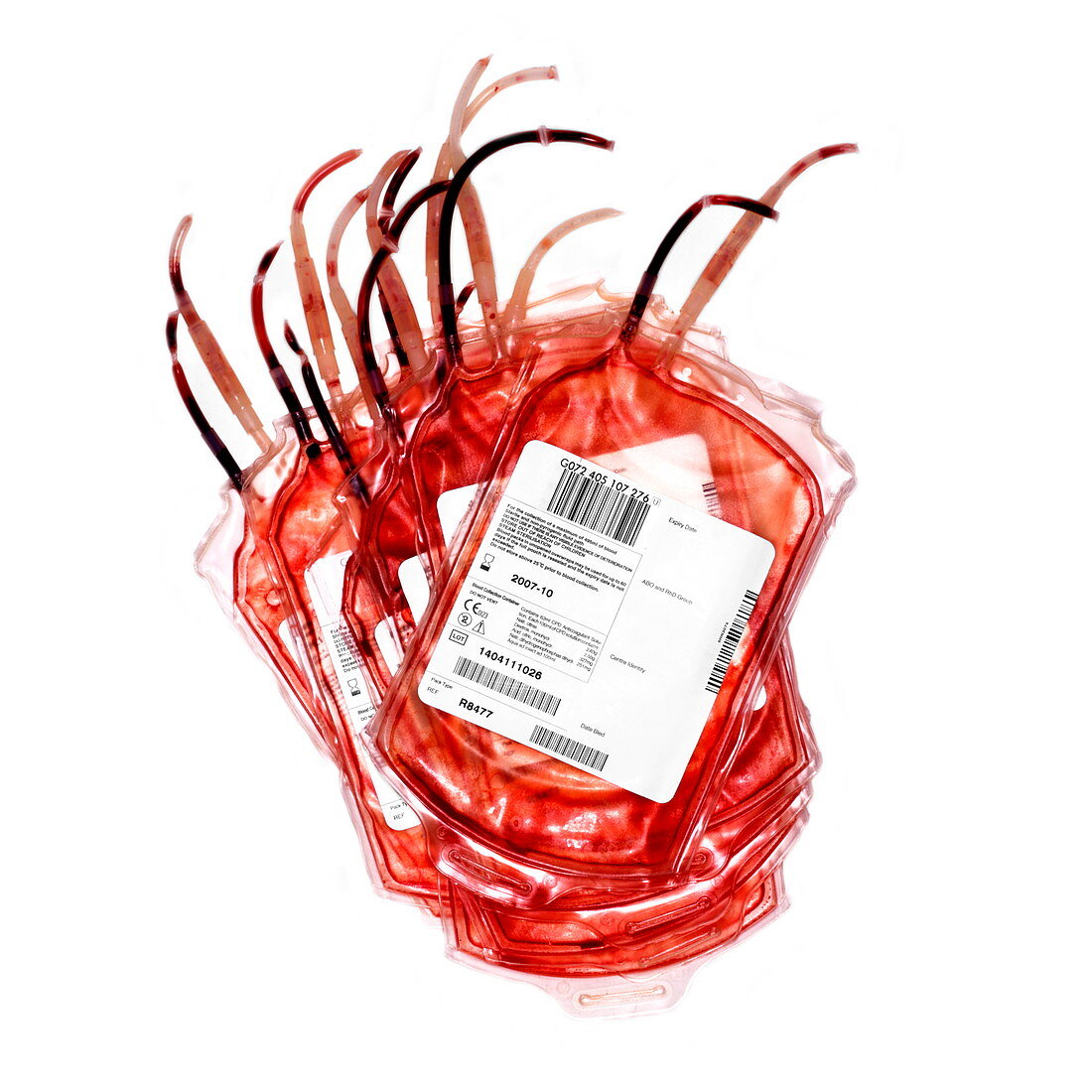 Empty blood bags
