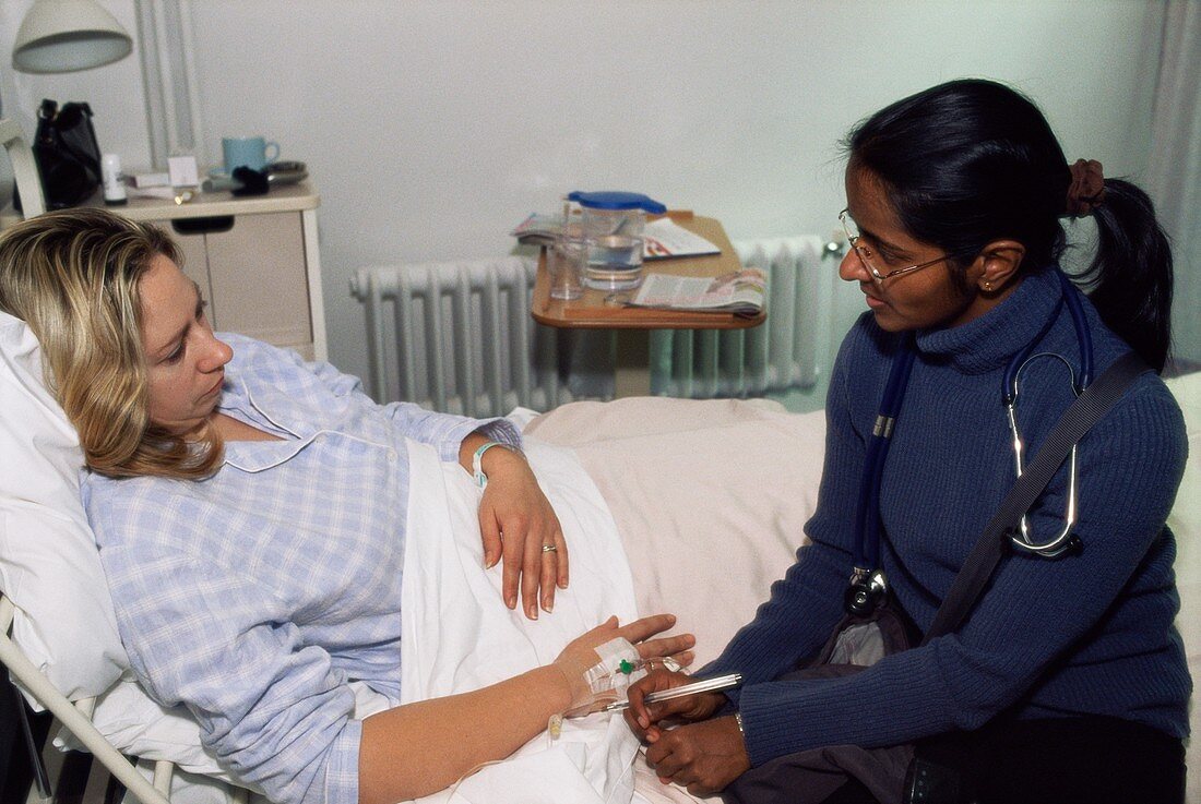 Hospital doctor and patient