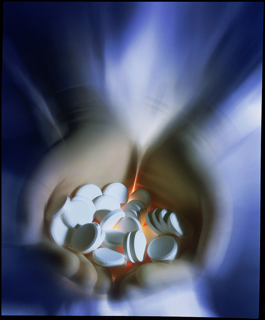 Abstract image of tablets being held in hands