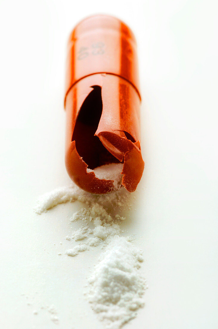 Broken drug capsule