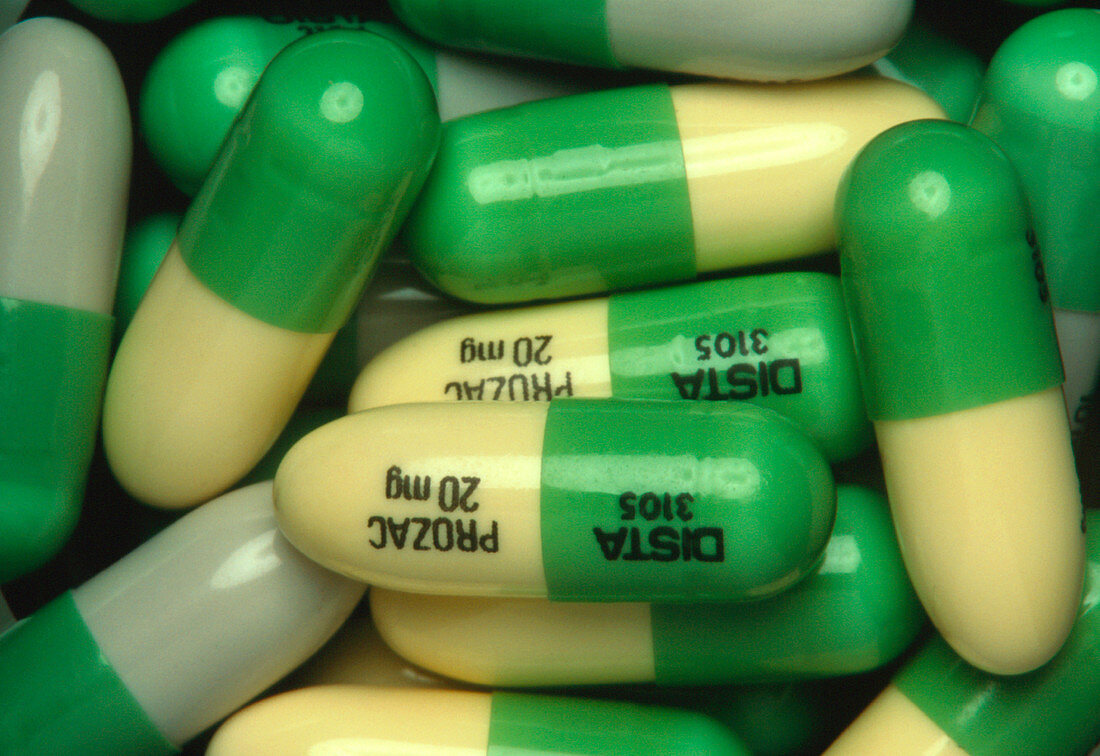 Capsules of Prozac,an antidepressant drug