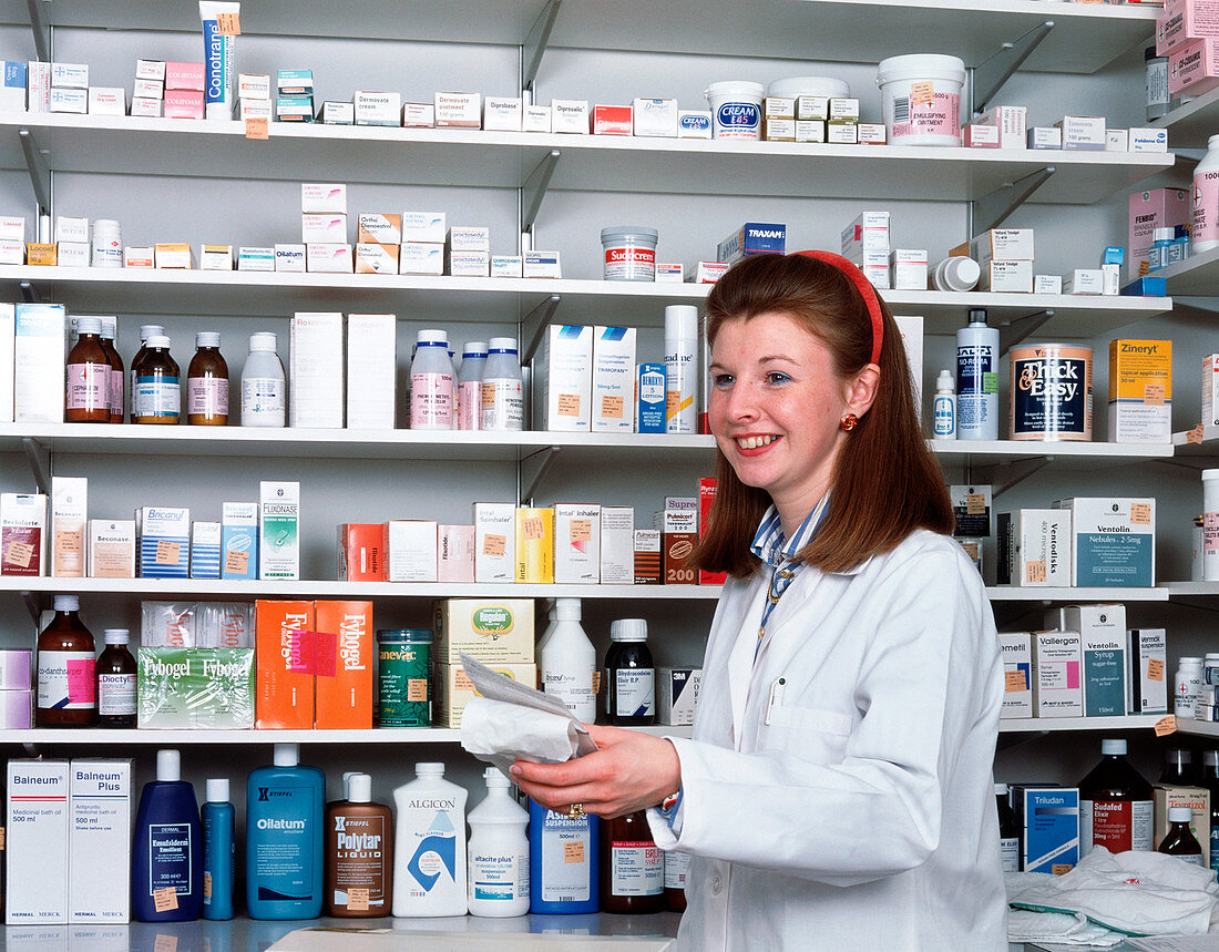 Pharmacist with a prepared drug prescription