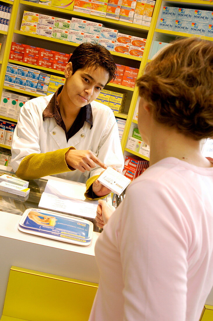 Pharmacist and customer