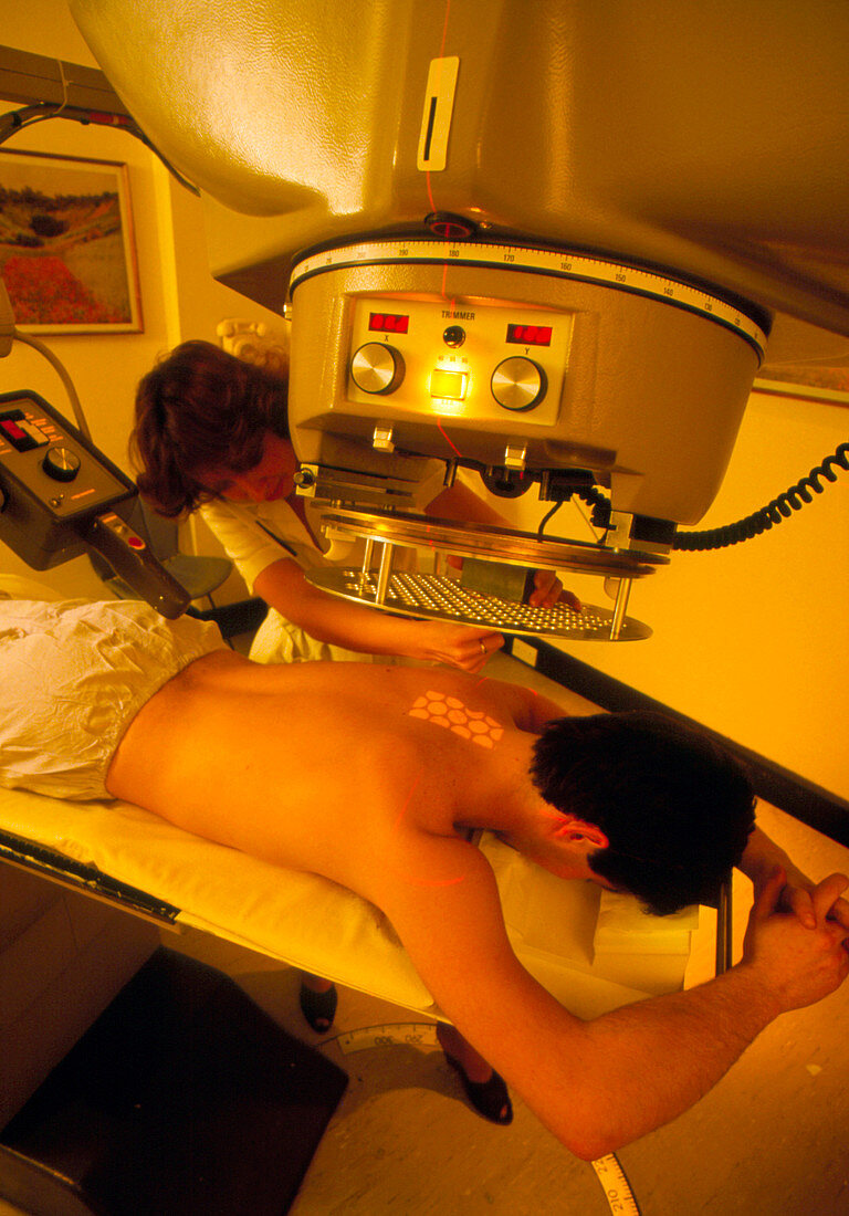 Patient being treated with radiotherapy