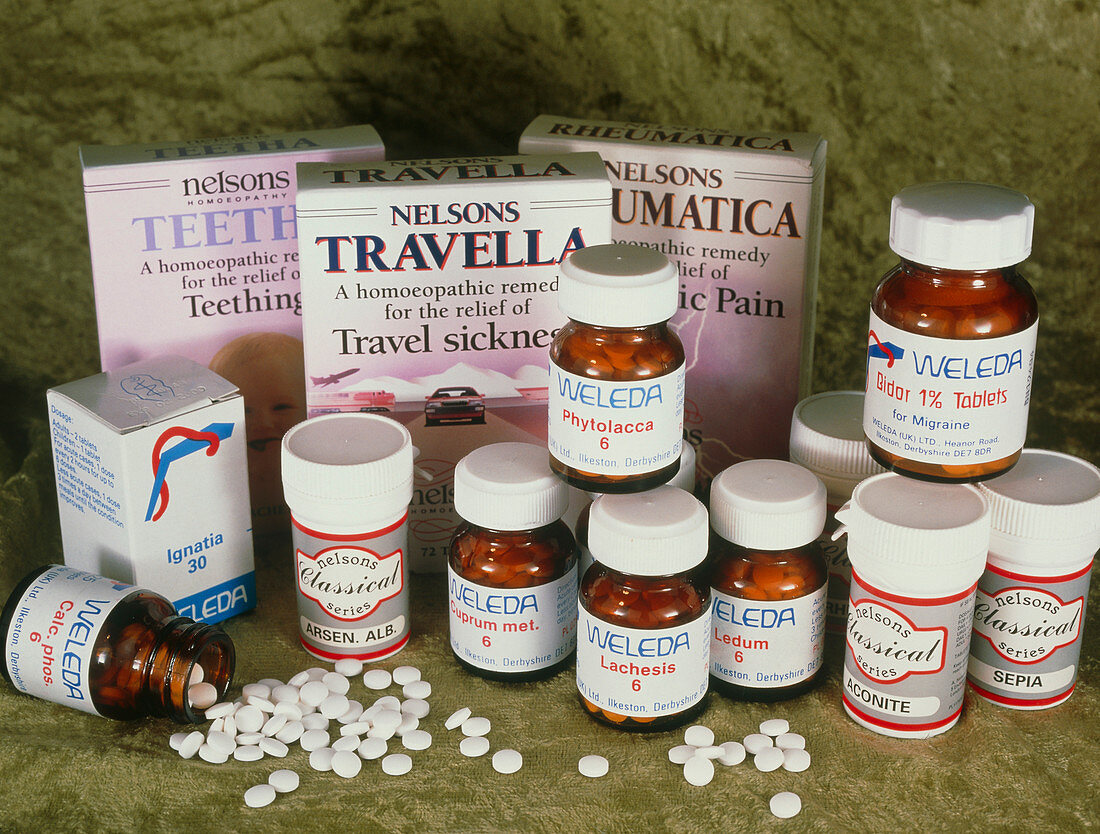 Assortment of homeopathic remedies