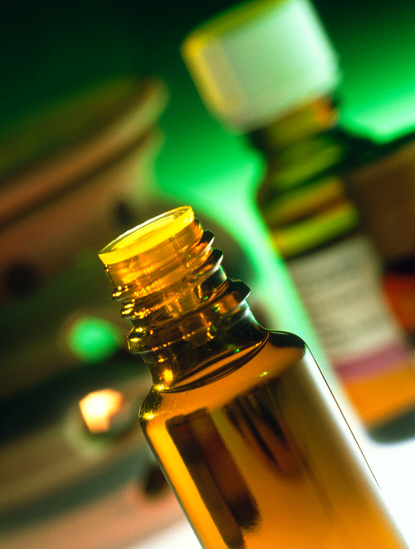 Bottles containing aromatherapy oil