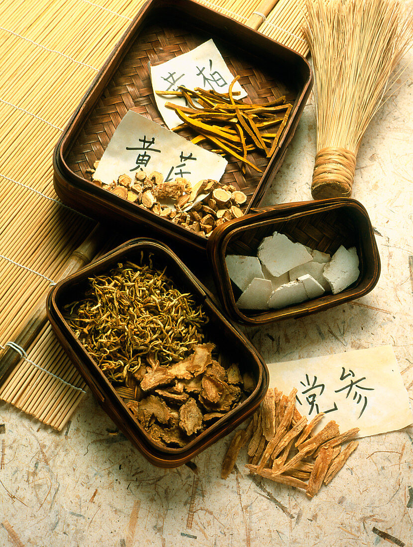 View of assorted herbs used in Chinese medicine