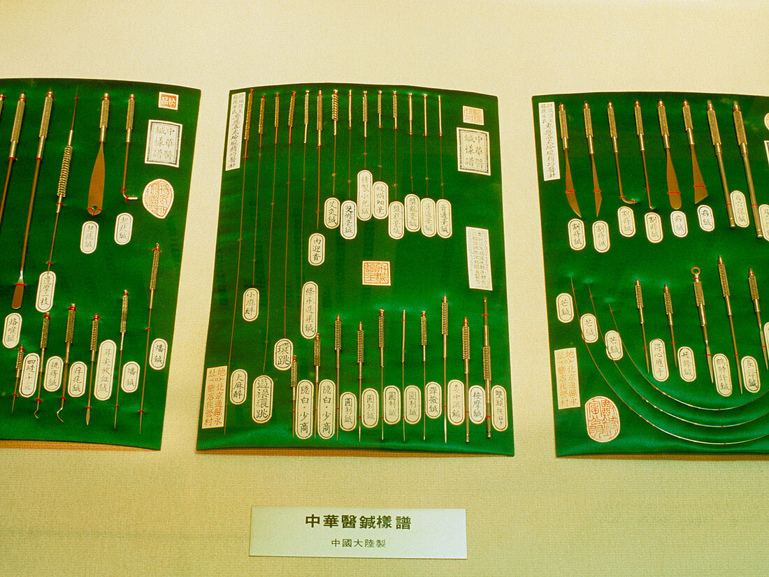 Assortment of acupuncture needles from a museum